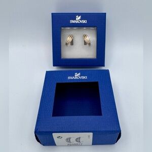 Swarovski Gold Tone & Crystal Hoop Pierced Earrings Style# 5038877 New in Box